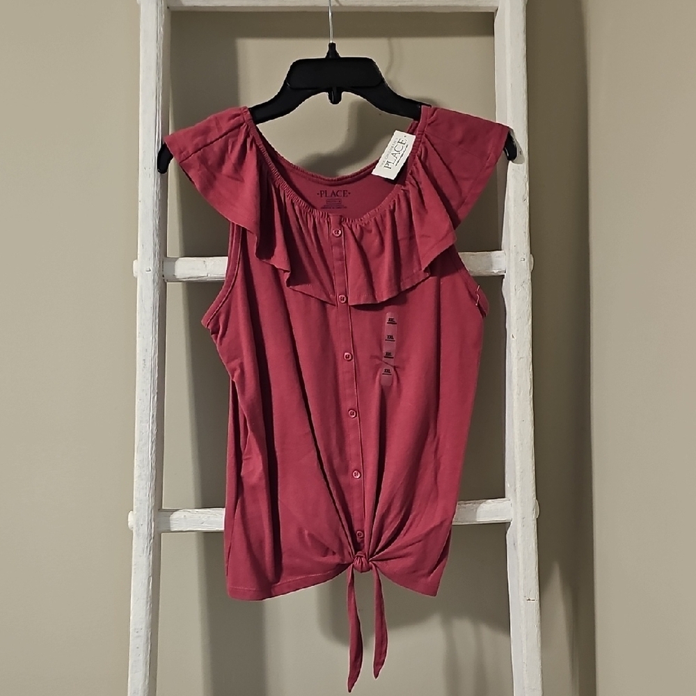 Children's Place Girl's Ruffled Sleeveless Top - Red